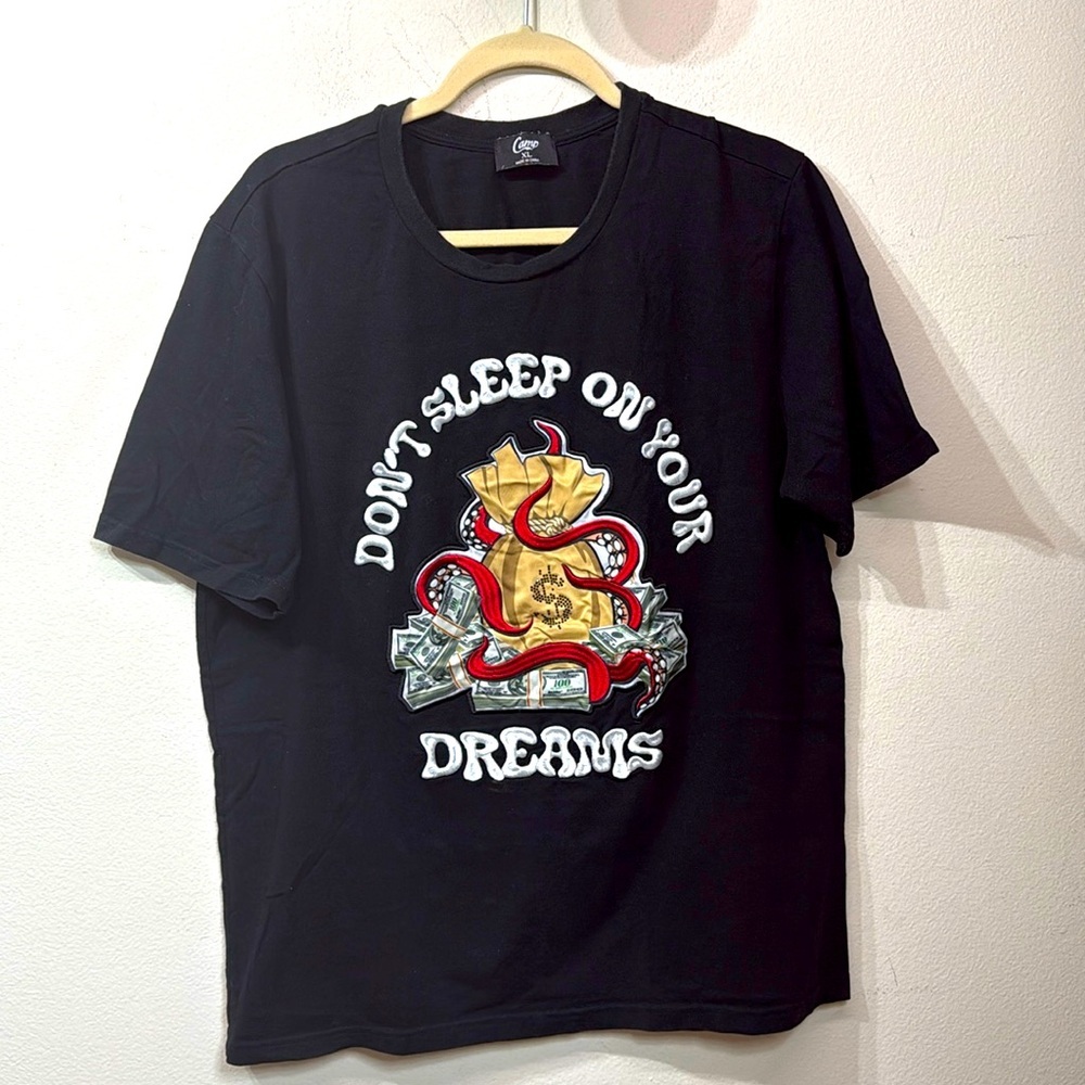 (R4) Camp Men's vintage short-sleeved pullover, embroidered, Size XL